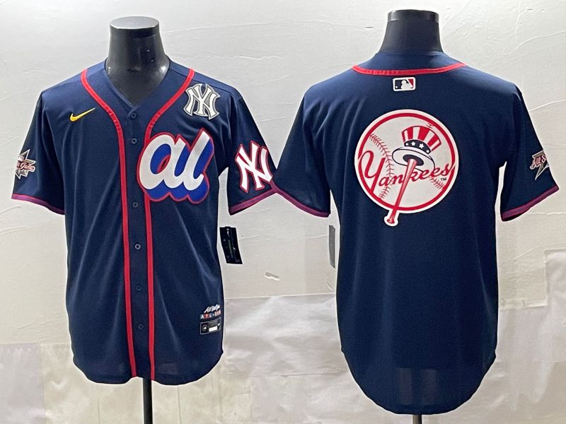 Men 2025 New York Yankees Blank Drak Blue All star Blank Blue Nike MLB Jersey style 18